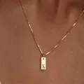 18K gold plated stainless steel necklace with a square letter K engraved pendant - Square Letter K / 45cm (40+5cm)
