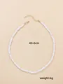 Elegant single strand white faux pearl necklace with adjustable gold-toned extender chain - Artificial Pearl Necklace (XL0191_3)