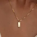 Gold 18K plated rectangular necklace with engraved letter L on box chain women - Square Letter L / 45cm (40+5cm)