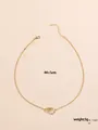 Gold-tone interlocking double circle pendant necklace with 44+5cm adjustable chain - Interlocked Rings Necklace (XL0302_1)