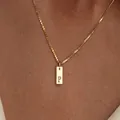 Gold stainless steel necklace featuring a rectangular pendant engraved with the letter P - Square Letter P / 45cm (40+5cm)