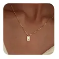 Elegant 18K gold plated stainless steel square initial necklace featuring letter R pendant - Square Letter R / 45cm (40+5cm)