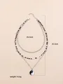 Elegant multi-layer silver necklace featuring Yin-Yang pendant and black white bead detail - Tai Chi Bead Necklace (XL096)