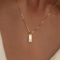 Elegant 18K gold rectangular pendant necklace with engraved letter X for women jewelry - Square Letter X / 45cm (40+5cm)