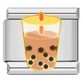 Dettaglio di charm italiano in acciaio inossidabile con colorato motivo bubble tea - Bubble Tea C0888