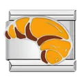Dettaglio del charm a forma di croissant in acciaio per bracciali modulari italiani - Cornetto C0880