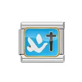 Stainless steel Italian modular bracelet charm link with dove and cross symbols - A0329_1 Dove And Cross
