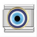 Evil eye stainless steel Italian modular link charm for DIY bracelet personalization - A0296_11 Evil Eye With Gold Edge