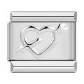 Professional silver stainless steel Italian charm link featuring a heart and arrow motif - Heart (C1116) / Steel