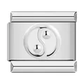 Stainless steel Italian charm link featuring embossed Yin-Yang symbol for DIY bracelets - Yin Yang (C1108) / Steel