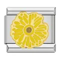 Yellow flower Italian charm module for modular stainless steel bracelet DIY jewelry link - Yellow Enamel Sunflower Style (C1155)