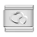 Silver stainless steel Italian modular charm link with interlocking double hearts design - Double Heart (C1118) / Steel