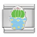 Cute cactus in blue pot Italian modular charm accessory for stainless steel DIY bracelet - Green Potted Cactus Style (C1150)