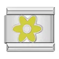 High-quality stainless steel Italian charm bracelet module with a vibrant yellow flower design - Yellow Six-Petal Flower Style (C1190)