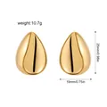 Elegant gold-plated waterdrop stud earrings, 25mm length and 19mm width, weight 10.7g - Concave Stud Earrings / Gold
