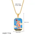 Vintage Tarot Strength square pendant necklace in 18K gold plated stainless steel - Strength Pattern (12263_33)