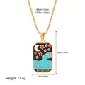 Wisdom tarot card pendant necklace in 18K gold plated stainless steel with enamel - Wisdom Moon Star Pattern (12263_34)