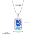 Retro tarot card moon stars blue enamel pendant necklace in silver stainless steel - Blue Moon