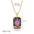 Gold-plated stainless steel tarot Wheel of Fortune pendant necklace with colorful enamel - Wheel of Fortune Pattern (12263_35)