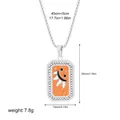 Vintage orange enamel tarot sun pendant necklace in stainless steel with measurements - Orange Sun
