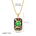Tarot card The World pendant necklace 18K gold plated stainless steel for women - The World Pattern (12263_36)