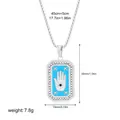 Vintage silver stainless steel Hamsa hand tarot pendant necklace with blue enamel - Blue Hamsa Hand