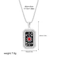 Retro tarot card pendant necklace in silver stainless steel with detailed size measurements - Black Sunshine