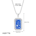 Retro silver stainless steel tarot pendant necklace with blue enamel star details - Blue Stars