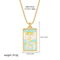 Retro tarot card necklace in 18K gold plated stainless steel with enamel pendant - The Lovers Angel Pattern (12263_3)