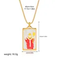 Retro tarot card gold plated stainless steel necklace with enamel pendant dimensions - The Hierophant Pattern (12263_4)