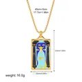 18K gold plated stainless steel Tarot High Priestess pendant necklace with blue enamel - The High Priestess Pattern (12263_8)