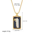 Vintage 18K gold plated stainless steel Tarot pendant necklace with size details - The Hermit Pattern (12263_11)