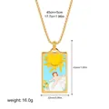 Vintage 18K gold plated stainless steel tarot sun card pendant necklace with measurement chart - The Sun Pattern (12263_13)