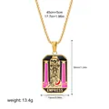 18K Gold plated stainless steel Tarot Empress pendant necklace with colorful enamel drip oil - The Empress Pattern (12263_38)