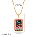 Vintage Magician tarot card gold-plated stainless steel pendant necklace with enamel detail - The Magician Pattern (12263_39)