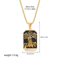 Vintage Tarot Temperance card necklace, 18K gold plated stainless steel with black enamel. - Temperance Pattern (12263_40)