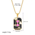Retro 18K gold plated stainless steel Tarot card necklace featuring hourglass pendant - Carpe Diem Pattern (12263_16)