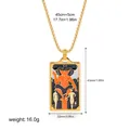 Gold-plated stainless steel Tarot necklace featuring The Devil card design - The Devil Pattern (12263_21)