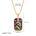 Vintage tarot card pendant necklace in 18K gold plated stainless steel for women - The Magician Pattern (12263_23)