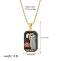 Gold plated stainless steel Hermit tarot card pendant necklace with dimension markers - The Hermit Pattern (12263_24)