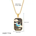 Vintage 18K gold plated stainless steel Moon tarot card pendant necklace with measurements - The Moon Pattern (12263_25)
