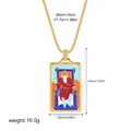 Vintage gold-plated tarot card pendant necklace with colorful enamel detail, 43x22mm - The Emperor Pattern (12263_29)