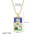 Vintage Chariot tarot card pendant necklace in 18K gold plated stainless steel - The Chariot Pattern (12263_30)