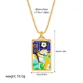 18K gold plated stainless steel tarot card pendant necklace with enamel detail design - Death Pattern (12263_32)