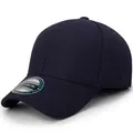 Vue latérale détaillée d'une casquette de baseball bleu marine avec étiquette 57-58 cm - M (56-58cm) / Noir