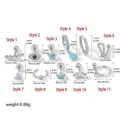 Detailed size measurements for various zircon inlaid stainless steel piercing ear studs - 11-Piece Piercing Jewelry Set (G047_8_10) / 11 Pieces/Pack / Silver