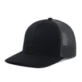 Close-up detail showing the breathable mesh and cotton fabric of the black trucker hat - M (56-58cm) / Black + Black