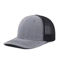 Detailed side view of two-tone grey and black mesh back trucker style baseball cap - M (56-58cm) / Medium Gray + Black