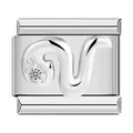 Stainless steel Italian modular charm link featuring an embossed swirl with rhinestone detail. - Silver Diamond Surface Style (1440)