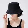 Classic black wide brim bucket hat with plaid lining for sun protection - 55-60cm / Cloudy Black
